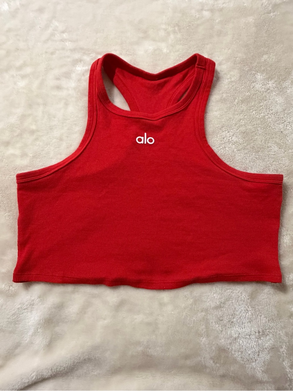 ALO Yoga Red Ribbed Racerback Crop Tank
